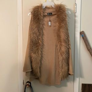 Fur throw over vest